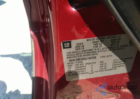 2010 Buick Enclave 1Xl z USA, uszkodzony, nr VIN 5GALVBED8AJ196756